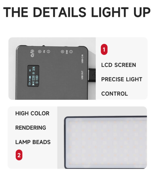 KAZHI LR135 Adjustable Pocket Clip Pen Light Handheld Live Fill LED for Photography & Mobile Video Recording