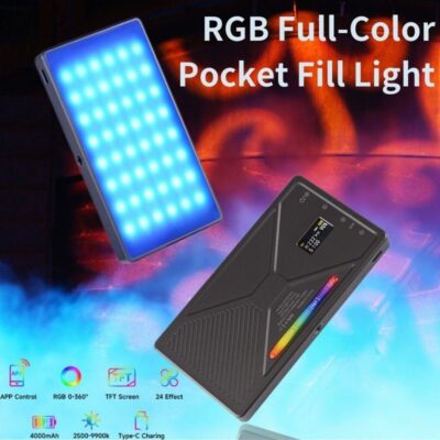 KAZHI Controlled RGB Pocket Fill Light Wireless Full Color Photography Light Warm & Cool Tone Dimmable LED Lamp for Mobile Phones