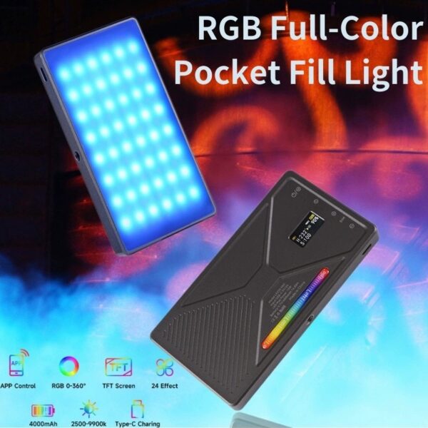 KAZHI Controlled RGB Pocket Fill Light Wireless Full Color Photography Light Warm & Cool Tone Dimmable LED Lamp for Mobile Phones