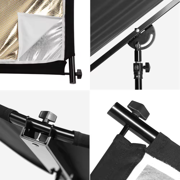 4_H79d4653a6f2b4af7a8ca98850ac56450o KAZHI U-shaped 180x60cm or 100x50cm Curved Reflector with Support Silver Black White Gold Photography Reflector Diffuse