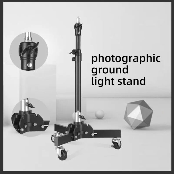 KAZHI Heavy Duty Adjustable Photography Tripod Folding Pulley Camera Light Stand Wheel Flashlight for Softbox Photo Studio