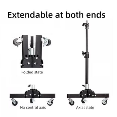 KAZHI Heavy Duty Adjustable Photography Tripod Folding Pulley Camera Light Stand Wheel Flashlight for Softbox Photo Studio